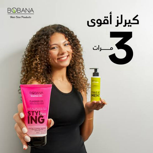 بوبانا جل تثبيت الشعر الكيرلي بزيت بذور الكتان 150 مل - Bobana